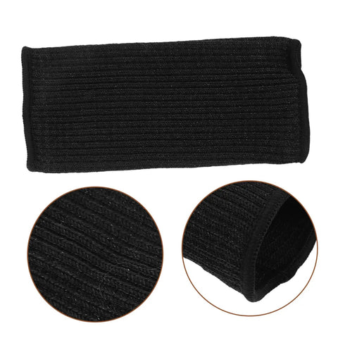 Cut resistant arm sleeve, black knit fabric, designed for gardening welding mechanics carpentry, Snag This Badass Pair Of Cut Resistant Arm Sleeves And Heat Guards Designed For Gardening Welding Mechanics Or Carpentry To Keep Your Arms Cool Protected All Day Long.