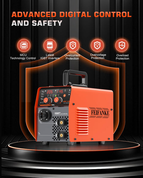 145A MIG Welder 110V 4 In 1 Multi Process Wire Feed Welder with advanced digital control and safety features