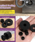 Must Have 50 Piece Round Rubber Spacer Kit in 7 Sizes for Anti Vibration Neoprene Grommets Thick Black Washers