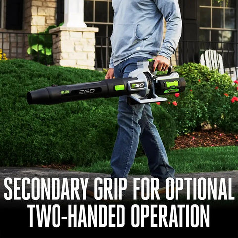 Man using Cordless Leaf Blower With Turbo Mode, 880 CFM At 200 MPH, Beast Power, Variable Speed Trigger for yard cleanup