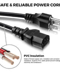 Beefy 36V DC Power Supply Adapter power cord with PVC insulation and copper wiring, featuring US plug and IEC connector.