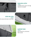 Outdoor Resin Storage Shed With Multi Opening Doors Easy Access Weatherproof Lockable 35 Cu Ft Capacity Dark Gray features