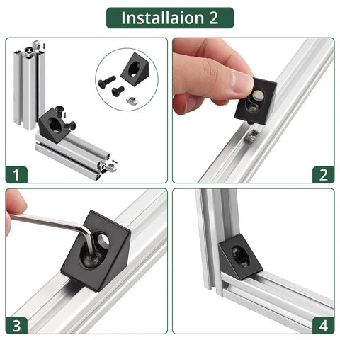 10 Pack Triangle Corner Brackets For 6mm Slot Aluminum Extrusion Black Dope Angle Connectors For 2020 Series 3D Printer Accessories Sturdy Zinc Alloy Rust Resistant Frame Hardware installed on 2020 aluminum extrusion