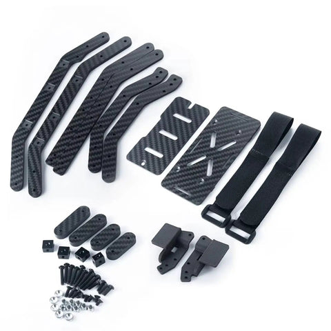 Carbon Fiber Chassis Frame Kit For One Tenth Scale TRX4 Bronco Defender RC Crawler Upgrade with anti-shake girder mounts visible.