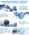 Fosgoit gesture-sensing RC stunt car, white and blue 4WD toy with LED lights and 2.4GHz remote