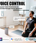 Man using voice control with Alexa for 52 Inch Black Ceiling Fan With Lights For Indoor And Outdoor Use Remote Control Smart Fan