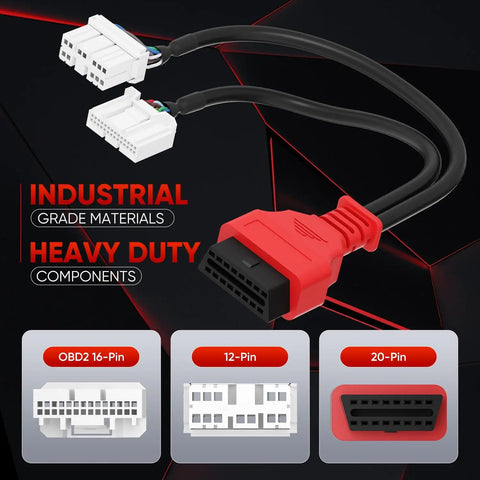 Tesla Diagnostic Cable TCAN003 Splitter For Model 3 Y S X With 20 Pin And 12 Pin To 16 Pin OBDII Adapter connectors showing.