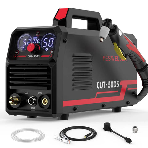 50 Amp Plasma Cutter With Dual Voltage 110 220V IGBT Inverter Air Powered Cutting Machine with digital display, front view