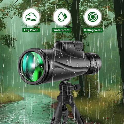 Ultra High Power 80x100 Monocular For Adults With Tripod And Smartphone Bracket, BAK4 Prism And FMC Lens, Crystal Clear Long Range Viewing For Bird Watching, Outdoor Adventures In Black, fog proof waterproof on tripod