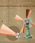 Retro Buildable Desk Fan Model For Adults Dope Green Display Piece With Motorized Oscillation Realistic Grille Bronze Blades