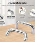Close-up of 10 Pack Six And A Quarter Inch Brushed Stainless Steel Cabinet Pulls 160mm Center To Center Wire Drawer Handles.