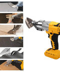 Ditch The Tether With These Badass Cordless Metal Shears Featuring A Spinning 360 Head For Easy Cutting, showcasing sharp stainless steel blade.