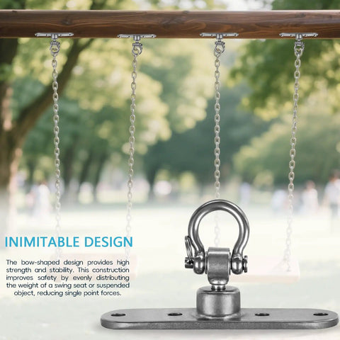 Beefy Heavy Duty Swing Hanger With 180 And 360 Degree Bearings for swings, playgrounds, yoga; stainless steel, anti rust design.