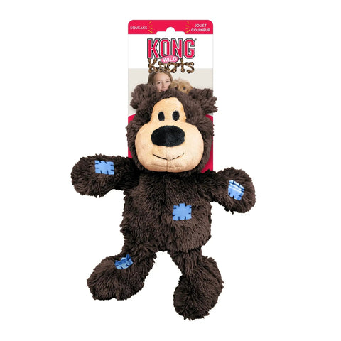 Wild Knots Bear Dog Toy With Internal Knotted Rope Skeleton Durable Plush Chew Toy For Medium To Large Dogs Minimal Stuffing