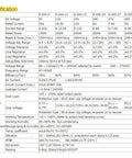 Specification sheet for DC Switching Mode Power Supply 200W 24V Single Output, showing technical parameters and efficiency ratings.