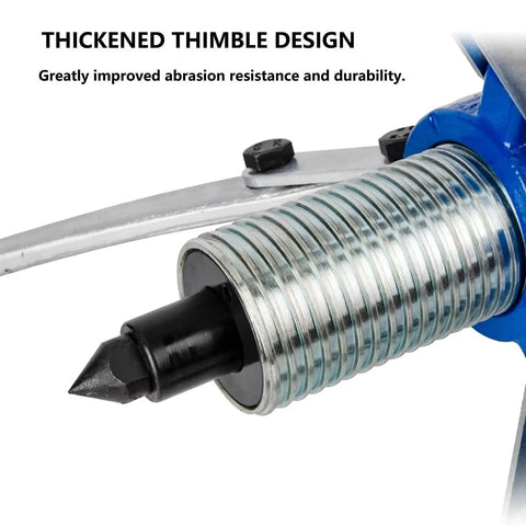 Thinking Process: steel threaded thimble design on hydraulic puller set, close-up of metal rod and cone tip