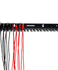 Wall Mount Cable Organizer With 19 Slots For 5 To 9 Mm Cables That Keeps Audio And Computer Cables Neat And Organized Prevents Coiling And Kinks Easy Mounting Durable Hanger Rack For Home Office And Studio Setup mounted with black and red cables
