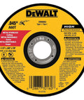 Front view of DeWalt DW8062 metal cutoff wheel for angle grinder, 4-1/2 in x .045 in x 7/8 in, thin, 10-pack