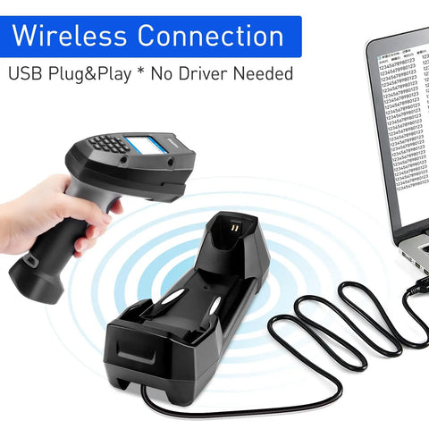 2D And 1D Wireless Barcode Scanner With Smart Charging Stand Portable Inventory Data Terminal 2 4G Wireless And USB Connection