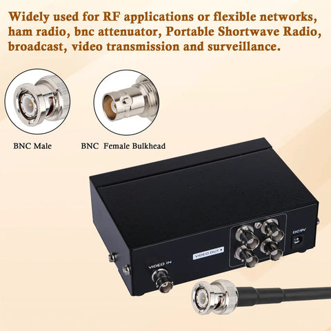 Two One Foot 50 Ohm BNC Coax Cables RG316 Male To Bulkhead Female Pro Grade with RF device display