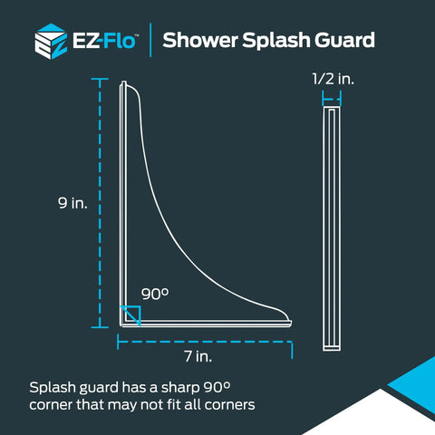 White Bathroom Shower Splash Guard 7 By 9 Inches Pack Of 2 Keeps Water Off The Floor With A Curved Edge Design No Slip No Mess