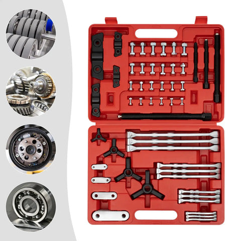 Heavy Duty Gear Puller Set With 3 Inch 4 Inch 6 Inch And 8 Inch Jaw Pullers Plus Internal External Bearing Separator in red case