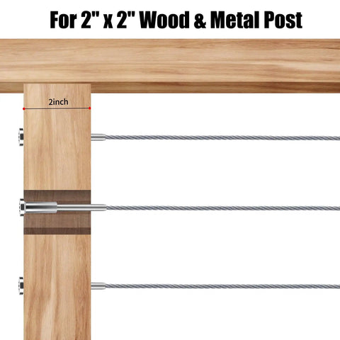 50 Pairs Invisible Cable Railing Kit For One Eighth Inch T316 Stainless Steel Cable Hardware with wood and metal post use
