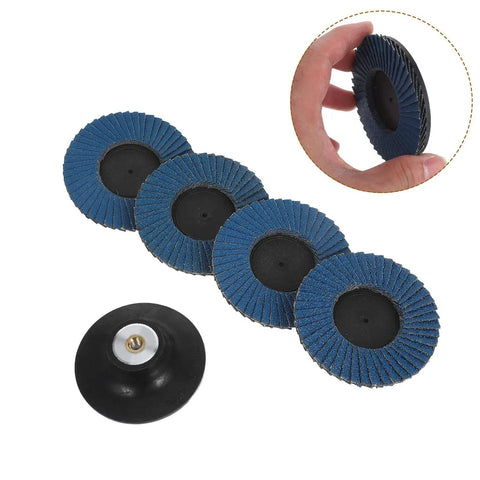Heavy Duty Flap Abrasive Wheel For Grinder with 40 To 120 Mesh Grit, showing multiple wheels and central attachment.