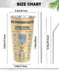 Size chart of 20 Oz Insulated Tumbler With Newspaper Inspired Blueprint And Circuit Design Stainless Steel Travel Mug