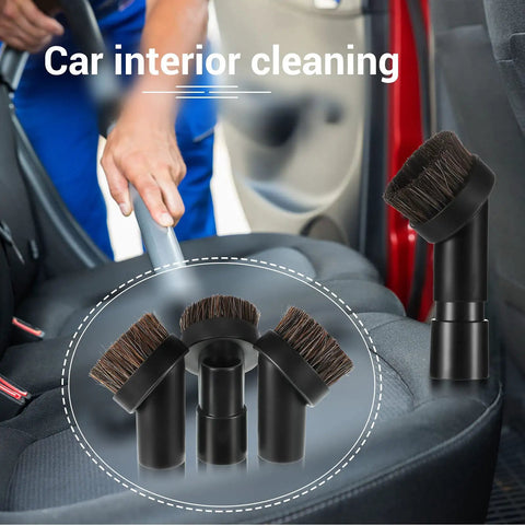 3 Pack 25 mm Vacuum Brush Heads With 1.25 To 1.38 Inch Hose Adapter on car seat for cleaning