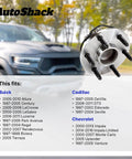 Front Or Rear Wheel Hub Bearing Assembly Left Or Right With ABS Replacement For 2000 2013 Chevrolet Impala 2006 2011 Buick Lucerne 2006 2011 Cadillac DTS 2005 2009 Buick Lacrosse 1 Piece shown with compatible vehicles list.