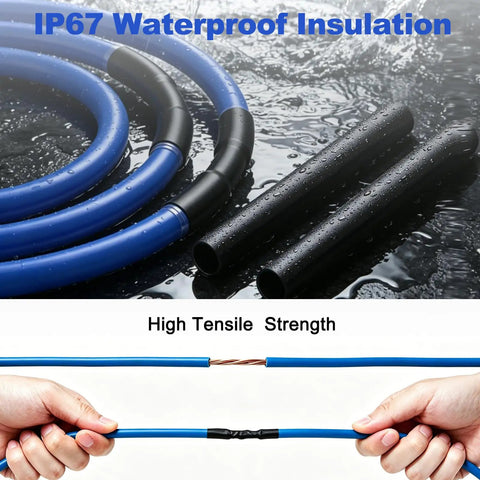 Seven Sizes Four to One Ratio Adhesive Lined Heat Shrink Tubing Roll Kit 53 Feet Marine Grade Waterproof Black with high tensile strength.