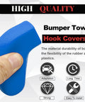 Close-up of Blue Front Bumper Tow Hook Covers Kit showing rubber sleeve texture and durability features.