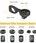 All In One Bike Computer Mount With GoPro Adapter For Edge Series And Other GPS Units, dimensions and fit details