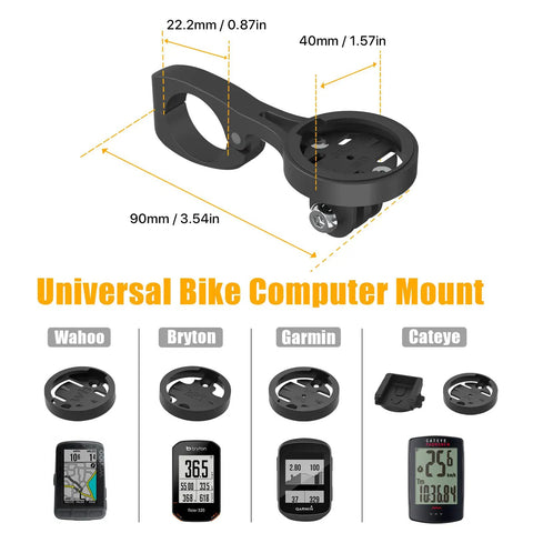 All In One Bike Computer Mount With GoPro Adapter For Edge Series And Other GPS Units, dimensions and fit details