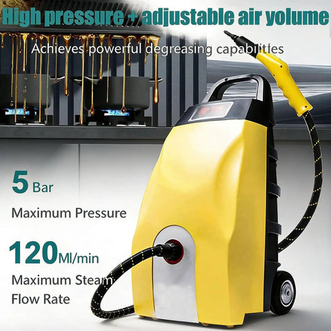 Quick Heat Up Yellow Steam Cleaner With Full Attachments For Multi-Spot Use 3000 Watt High Power Motor Delivers Powerful Steam In Just 20 Seconds.