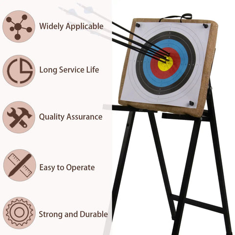 Backyard Archery Target Set Pro Grade with targets on stand, eco-friendly straw and arrow puller for outdoor practice.