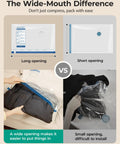 Comparison of wide-mouth vs short opening on Rechargeable Air Pump Vacuum Bags For Travel Pack Kit with clothes being packed.