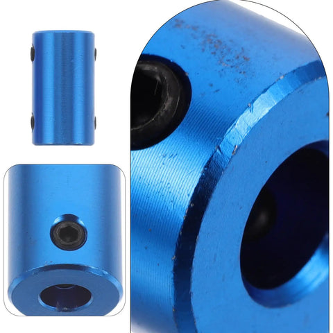 Ten Piece Blue Aluminum Motor Shaft Coupling Connectors 6mm Fit For 3D Printers And CNC Machines Super Simple Install showing close-up detail.