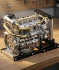 Educational Engine Model Kit With Clear Component Placement In Alloy Frame For Hands On Learning Mechanical Assembly Toy For Science Demonstrations And DIY Teaching Tools, alloy frame side view