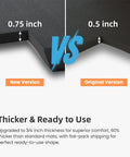 0.75 Inch Thick Anti Fatigue Kitchen Mat Waterproof Cushioned Comfort Floor Mat 20 By 32 Inches Built For Long Kitchen Shifts Standing Desk Home And Garage Ergonomic Support Under Cabinets Non Slip Black comparison with 0.5 inch mat