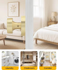 Gold Dummy Door Knobs Set Four Pack Heavy Duty Zinc Alloy With Brushed Gold Finish shown in bedroom, laundry, and corridor.
