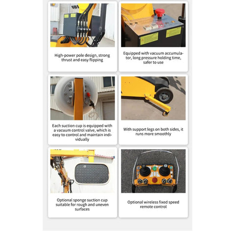 Heavy Duty Vacuum Suction Lifter Cart Built Tough For Pro Crews Handling Large Glass And Stone Panels Smooth Rolling Wheels, vacuum control valve close-up.