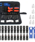 Solar Crimping Tool Kit For Panel Connectors With A Heavy Duty Crimper And Ten Pairs Of Solar Wire Connectors Plus Two Spanner Wrenches