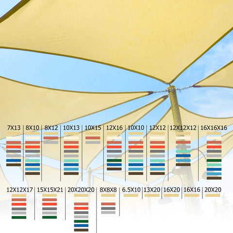 Triangle Shade Sail 18x18x25.5 Breathable Light Grey Outdoor Canopy That Blocks 95 UV Rays for Patios with D Rings shown overhead
