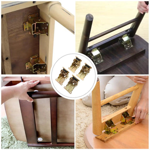 4 Piece Locking Extension Hinges Folding Brackets For Bed Legs And Table Legs In SPCC Metal Easy To Fold Stable Support