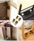 Four Pack Foldable Self Lock Hinges for Table Legs and Bed Frames, Durable SPCC Metal Brackets installed on furniture