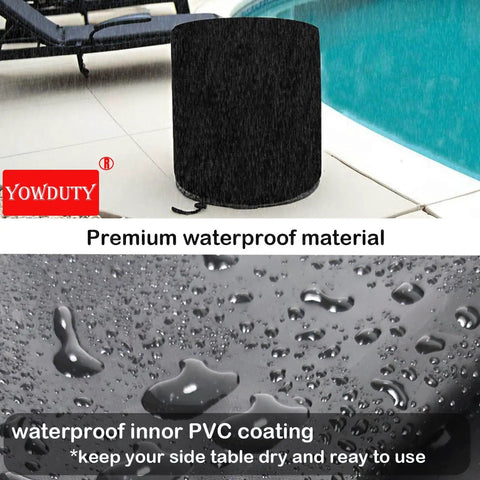 Beefed Up Weatherproof Patio Cooler Bar Table Cover For Keter Pacific 7.5 Gallon Cool Bar shown with waterproof material