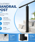 Adjustable Outdoor Stair Handrail Built Tough With Heavy Duty Galvanized Steel For Secure Porch And Deck Use Featuring Smooth Angle Alignment and no Sweat Side Mount Installation, showcasing adjustable handrail post.