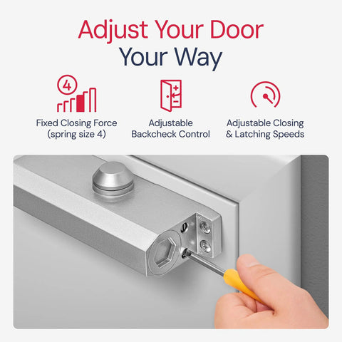 Adjusting Built Tough Heavy Duty Surface Mounted Automatic Door Closer with Cast Aluminum Construction Embassy Series LH534
